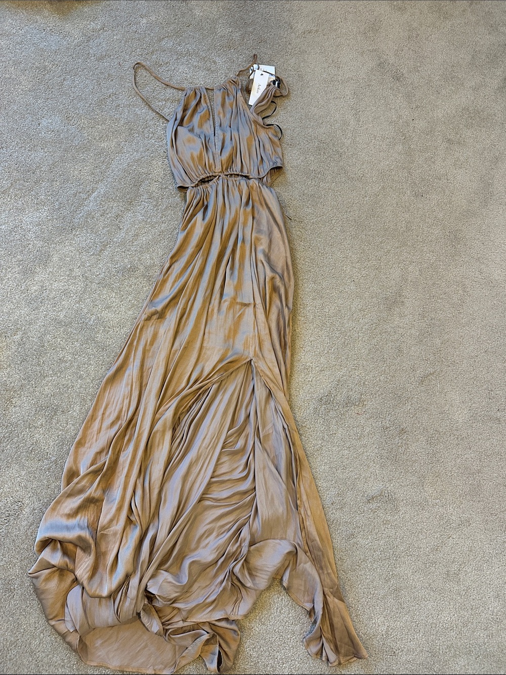 Golden satin maxi dress